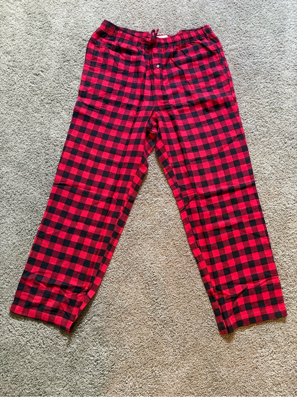 Amazon Essentials Buffalo Plaid Black Red Pajama Pants Mens Size L Cotton NWT